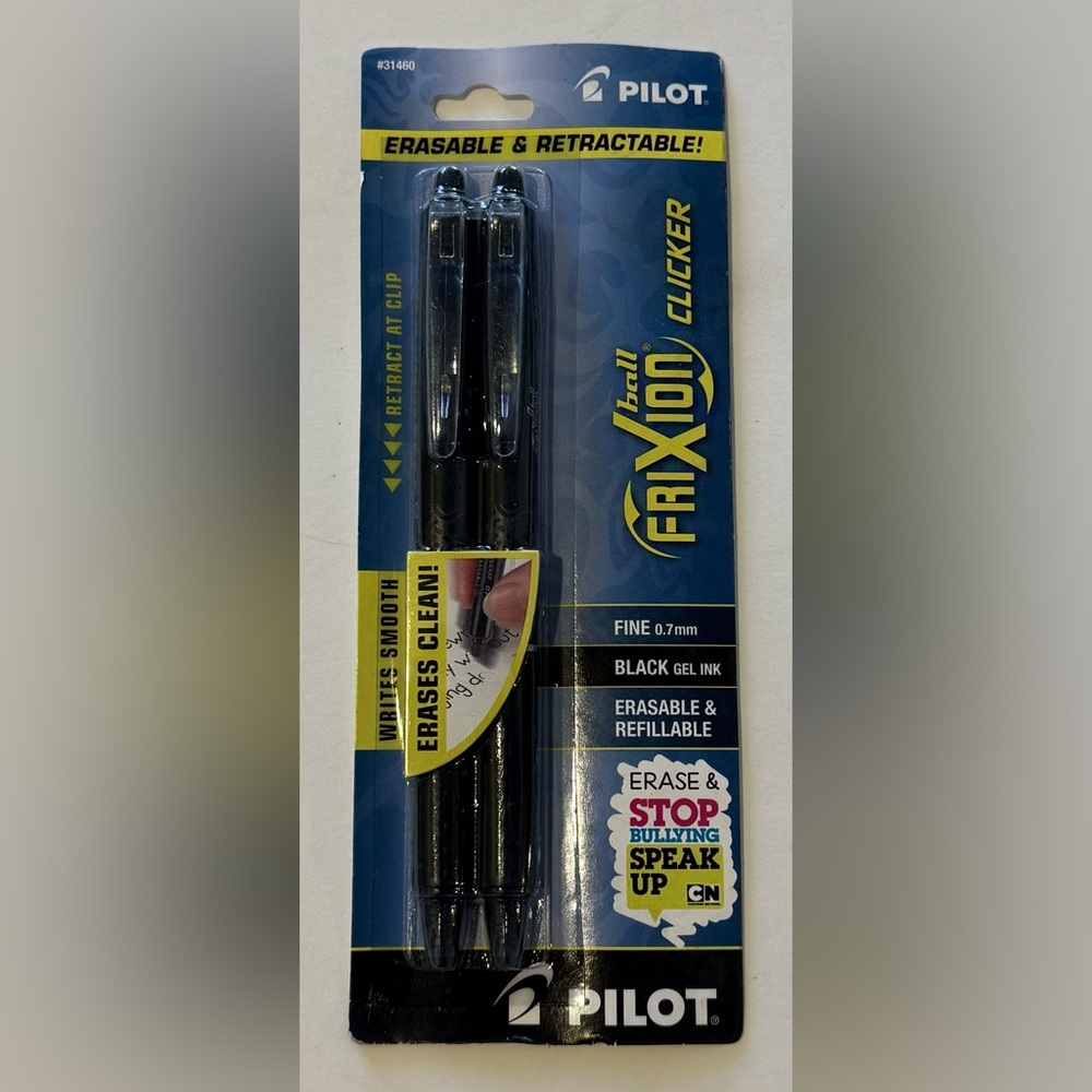 2-pack of Pilot FriXion Clicker Erasable Gel Pens, Black, 0.7mm